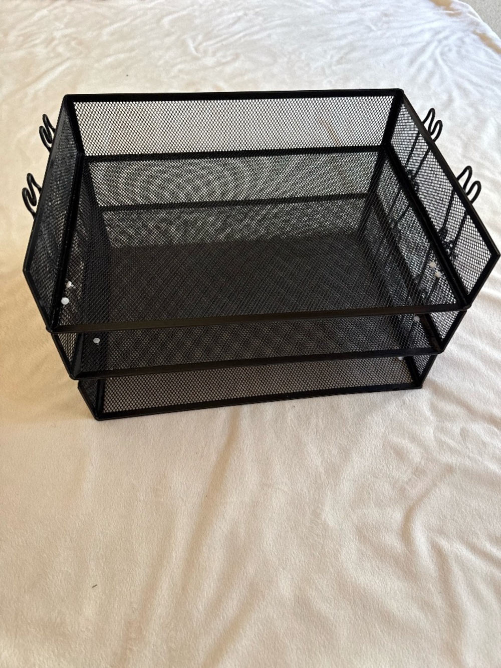 3-Tier Mesh Letter Tray Organizer | Stackable Metal Paper File Organizer | Black